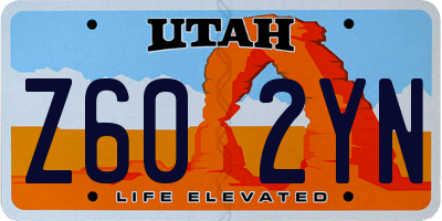 UT license plate Z602YN