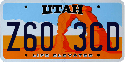 UT license plate Z603CD