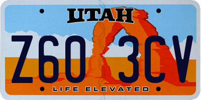 UT license plate Z603CV
