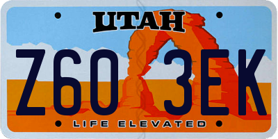 UT license plate Z603EK