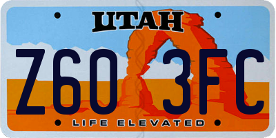 UT license plate Z603FC