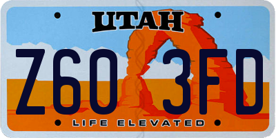 UT license plate Z603FD