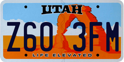 UT license plate Z603FM