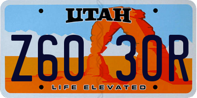 UT license plate Z603OR