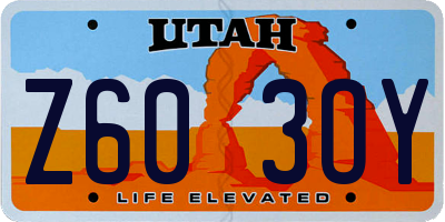UT license plate Z603OY