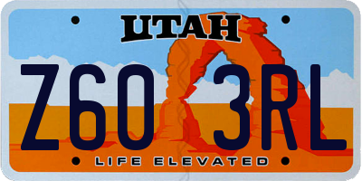 UT license plate Z603RL