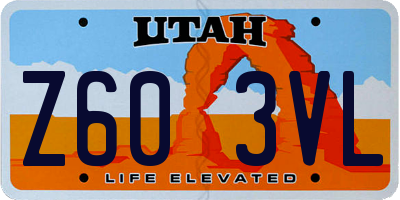 UT license plate Z603VL