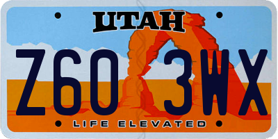 UT license plate Z603WX