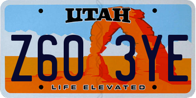 UT license plate Z603YE