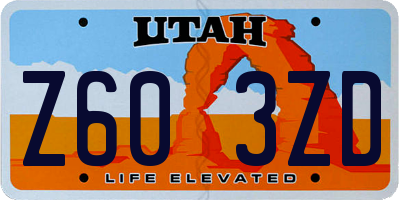UT license plate Z603ZD
