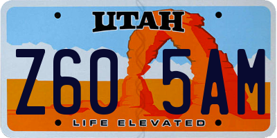 UT license plate Z605AM