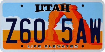 UT license plate Z605AW