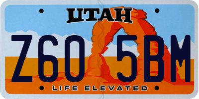UT license plate Z605BM