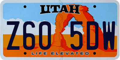 UT license plate Z605DW