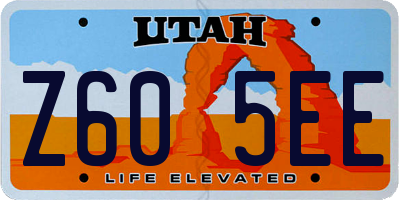 UT license plate Z605EE