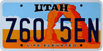UT license plate Z605EN
