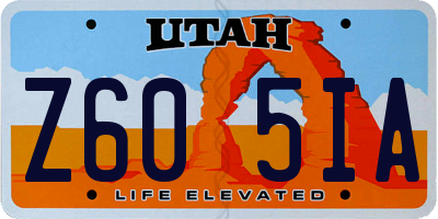 UT license plate Z605IA