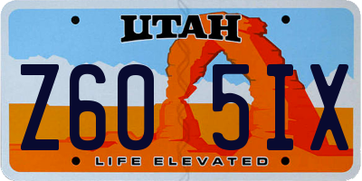 UT license plate Z605IX