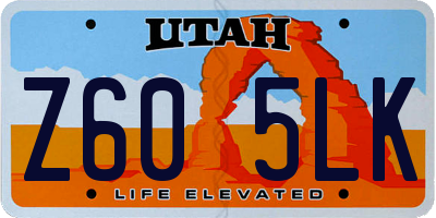 UT license plate Z605LK