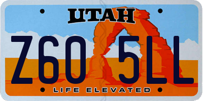 UT license plate Z605LL