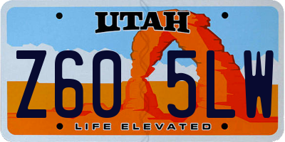 UT license plate Z605LW