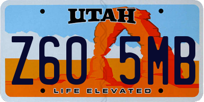 UT license plate Z605MB