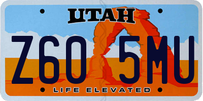 UT license plate Z605MU