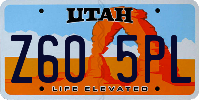 UT license plate Z605PL