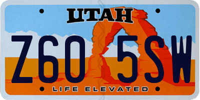 UT license plate Z605SW
