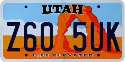 UT license plate Z605UK