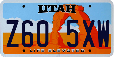 UT license plate Z605XW