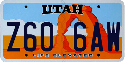 UT license plate Z606AW
