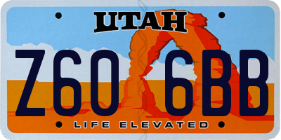 UT license plate Z606BB