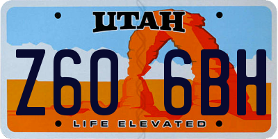 UT license plate Z606BH