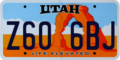 UT license plate Z606BJ