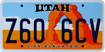 UT license plate Z606CV