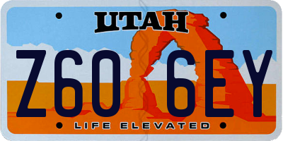 UT license plate Z606EY
