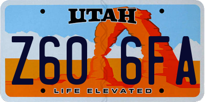 UT license plate Z606FA