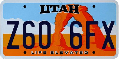 UT license plate Z606FX
