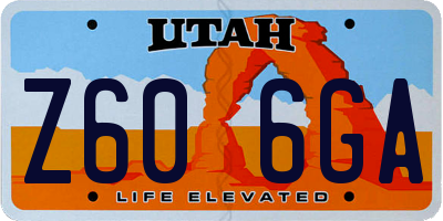 UT license plate Z606GA