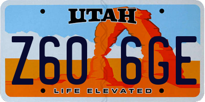 UT license plate Z606GE