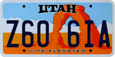 UT license plate Z606IA