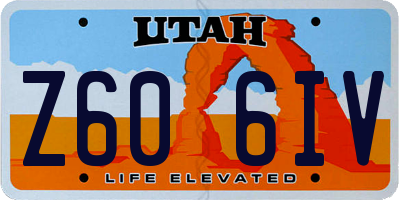 UT license plate Z606IV