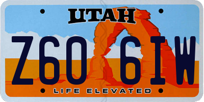 UT license plate Z606IW