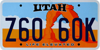 UT license plate Z606OK