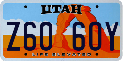 UT license plate Z606OY