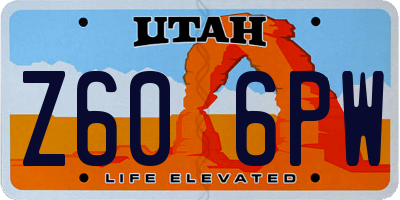 UT license plate Z606PW