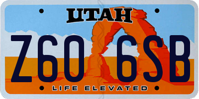 UT license plate Z606SB