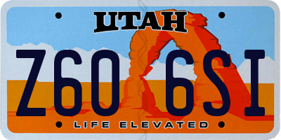 UT license plate Z606SI