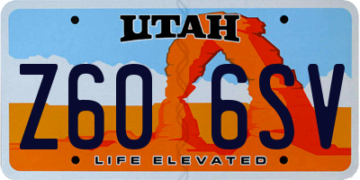 UT license plate Z606SV
